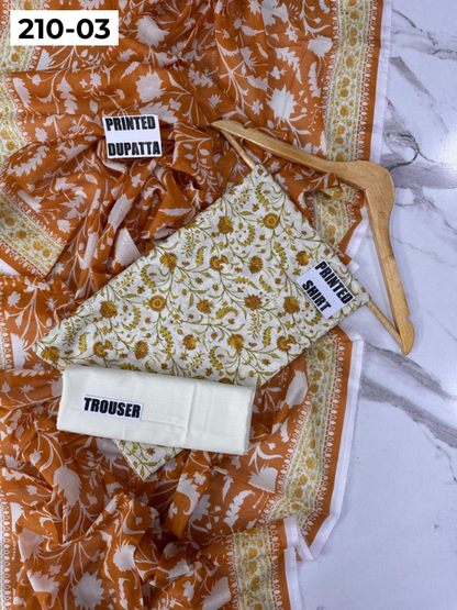 SAPPHIRE LAWN 3PC VOL 210 | DS 03 | DIGITAL PRINTED LAWN SHIRT VOIL LAWN DUPATTA DYED TROUSER