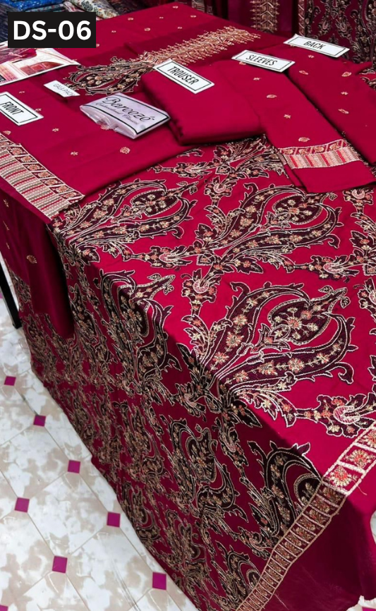 BAREEZE KARANDI | DS 06 | KARANDI EMBROIDERED 3PC WITH EMBROIDERED SHAWL