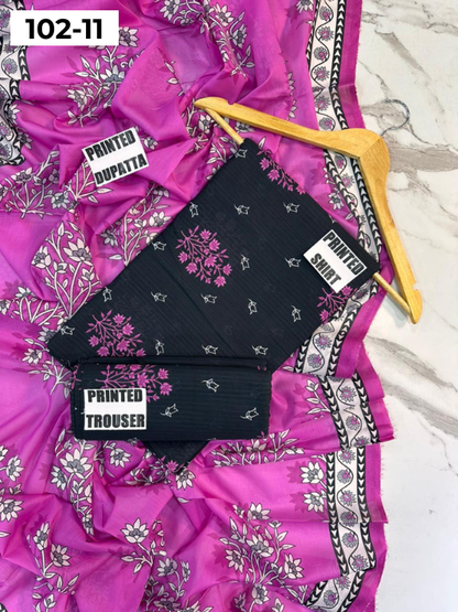 VOL 102 | DS 11 | DIGITAL PRINTED TANA DORA LAWN 3PC VOIL LAWN DUPATTA