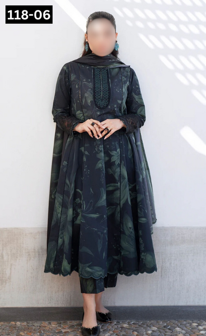 VOL 118 | DS 06 | DIGITAL PRINTED BANADORA LAWN 3PC VOIL LAWN DUPATTA