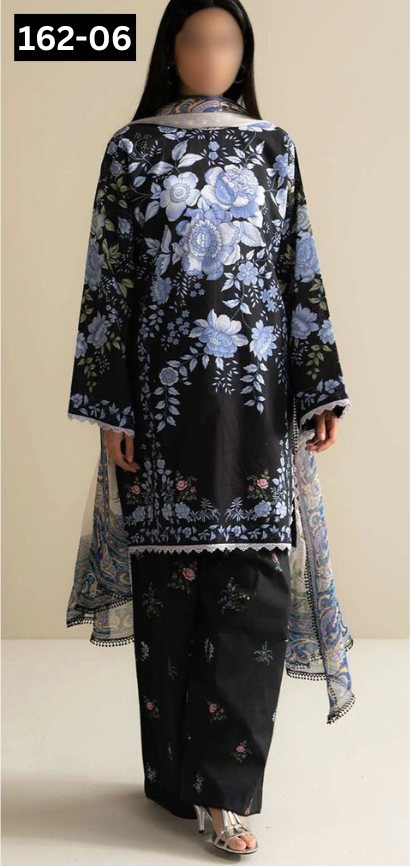 VOL 162 | DS 06 | DIGITAL PRINTED LINEN 3PC LINEN DUPATTA