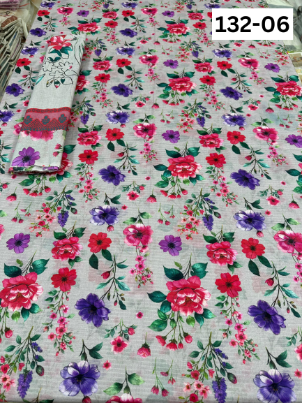 VOL 132 | DS 06 | DIGITAL PRINTED BANADORA LAWN 3PC VOIL LAWN DUPATTA