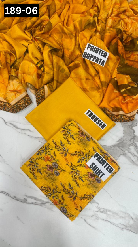 VOL 189 | DS 06 | DIGITAL PRINTED BANADORA DHANAK 3PC DYED TROUSER