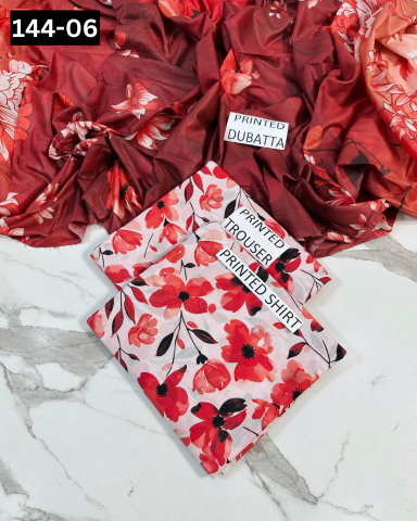 VOL 144 | DS 06 | DIGITAL PRINTED LAWN 3PC VOIL LAWN DUPATTA