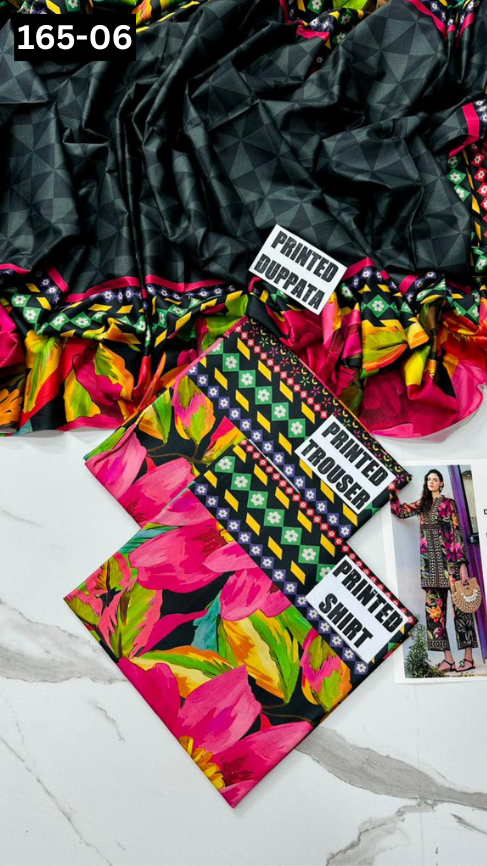 VOL 165 | DS 06 | DIGITAL PRINTED LINEN 3PC LINEN DUPATTA