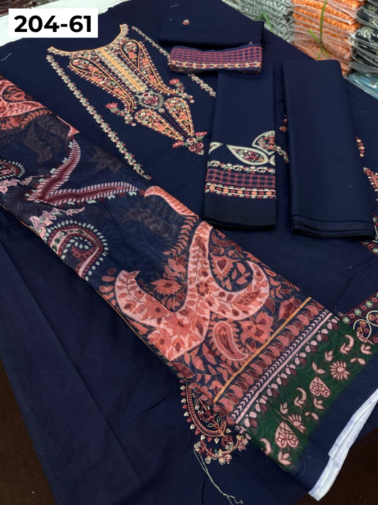 Vol 204 | DS 61 | LAWN EMBROIDERED THREE PIECE COLLECTION