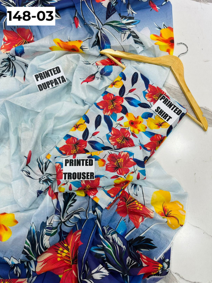 VOL 148 | DS 03 | DIGITAL PRINTED LAWN 3PC VOIL LAWN DUPATTA