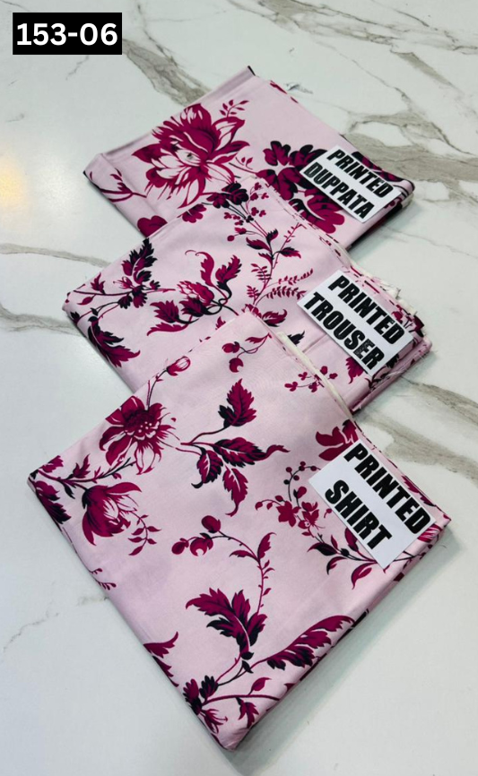 VOL 153 | DS 06 | DIGITAL PRINTED LINEN 3PC LINEN DUPATTA