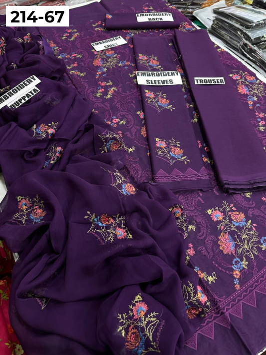 VOL 214 | DS 67 | LAWN LUXURY EMBROIDERED 3PC