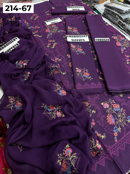 VOL 214 | DS 67 | LAWN LUXURY EMBROIDERED 3PC