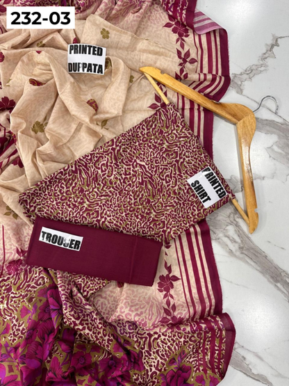 VOL 232 | DS 03 | Sapphire LAWN |  DIGITAL PRINTED LAWN THREE PIECES LAWN SHIRT LAWN DUPATTA