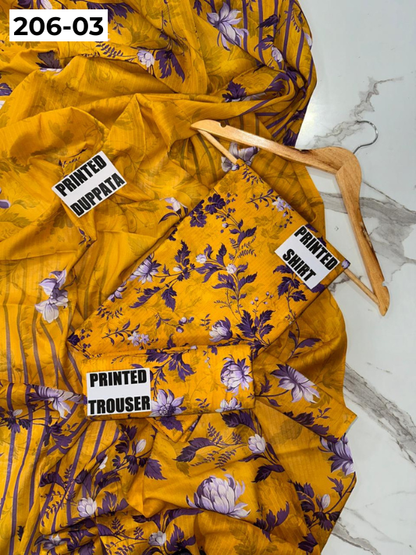 VOL 206 | DS 03 | DIGITAL PRINTED TANADORA LAWN 3PC VOIL LAWN DUPATTA