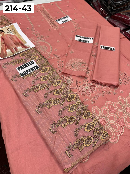 VOL 214 | DS 43 | LAWN LUXURY EMBROIDERED 3PC