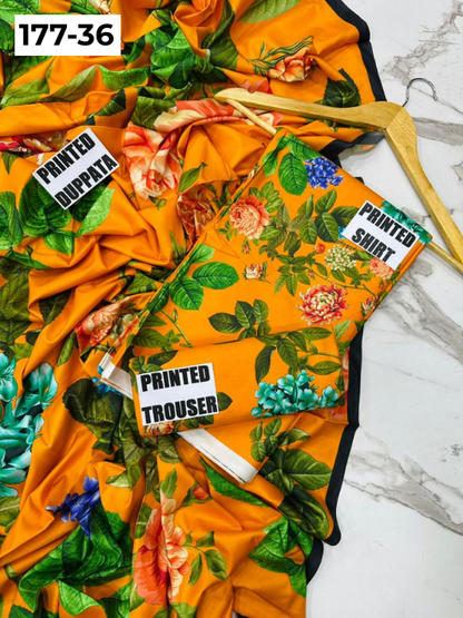 VOL 177 | DS 36 | DIGITAL PRINTED LINEN 3PC LINEN DUPATTA