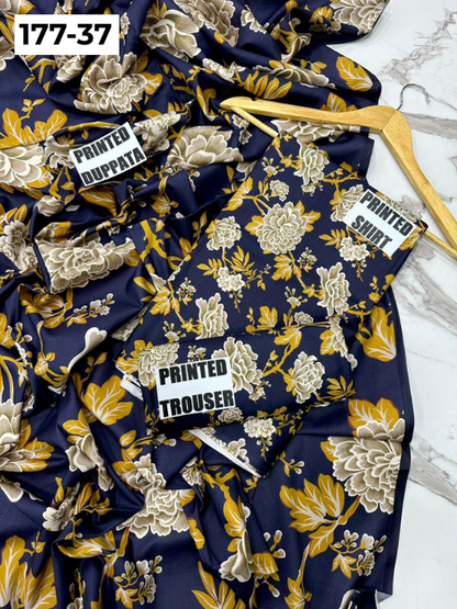 VOL 177 | DS 37 | DIGITAL PRINTED LINEN 3PC LINEN DUPATTA