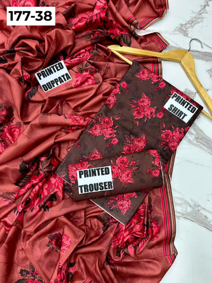 VOL 177 | DS 38 | DIGITAL PRINTED LINEN 3PC LINEN DUPATTA