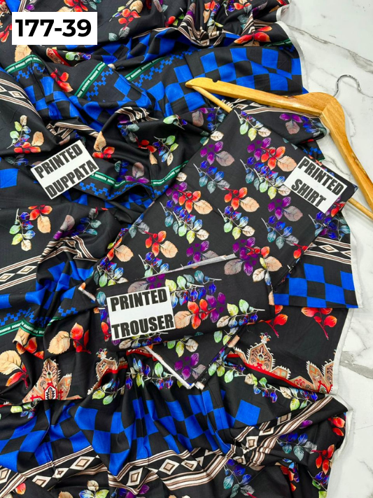 VOL 177 | DS 39 | DIGITAL PRINTED LINEN 3PC LINEN DUPATTA