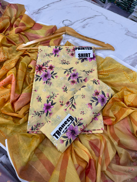 VOL 247 | DS 03 | DIGITAL PRINTED LAWN THREE PIECES VOIL LAWN DUPATTA