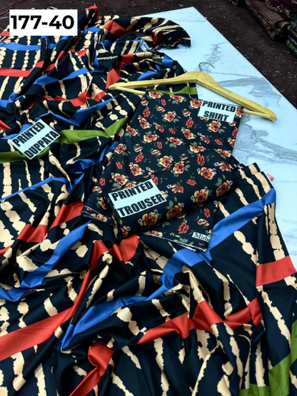 VOL 177 | DS 40 | DIGITAL PRINTED LINEN 3PC LINEN DUPATTA