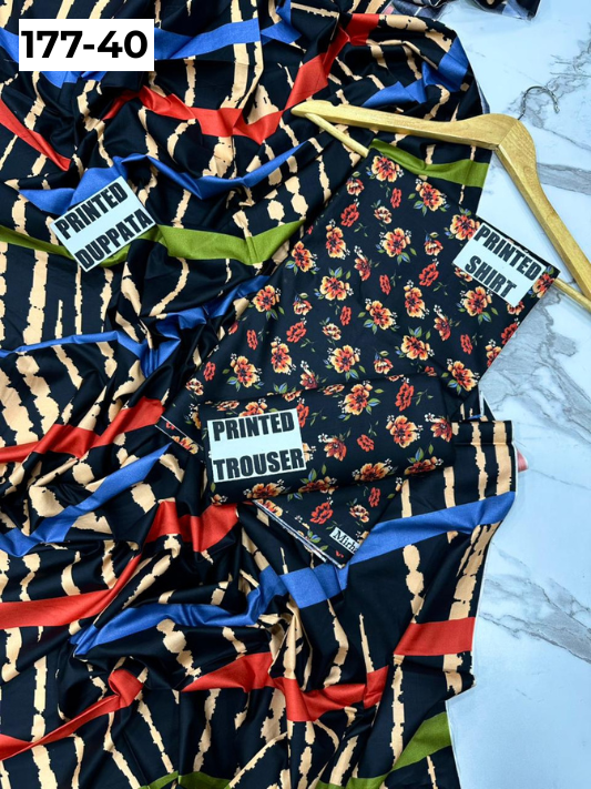VOL 177 | DS 40 | DIGITAL PRINTED LINEN 3PC LINEN DUPATTA