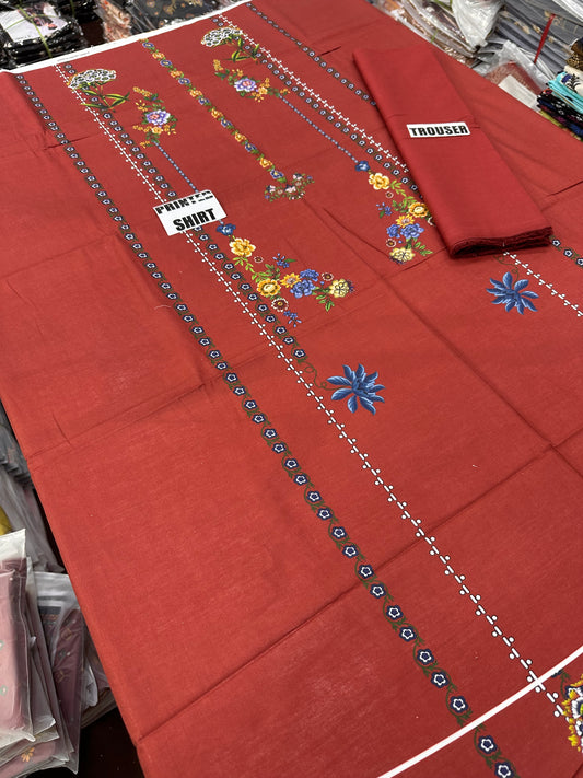 VOL 257 | DS 24 | PRINTED HIT CODES LAWN 2PC | DIGITAL PRINTED LAWN SHIRT, PLAIN COTTON TROUSER