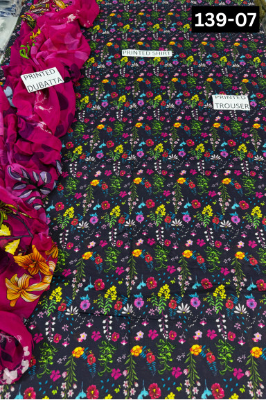 VOL 139 | DS 07 | DIGITAL PRINTED LAWN 3PC BAMBER CHIFFON DUPATTA