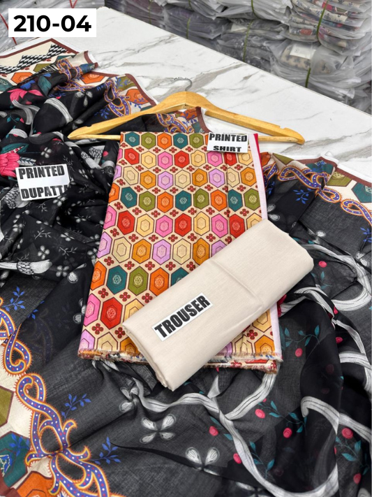 SAPPHIRE LAWN 3PC VOL 210 | DS 04 | DIGITAL PRINTED LAWN SHIRT VOIL LAWN DUPATTA DYED TROUSER