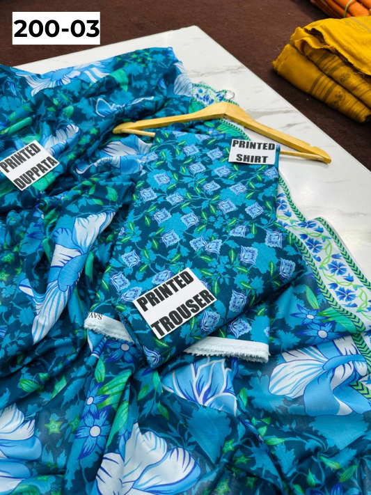 VOL 200 | DS 03 | DIGITAL PRINTED BANADORA LAWN 3PC VOIL LAWN DUPATTA