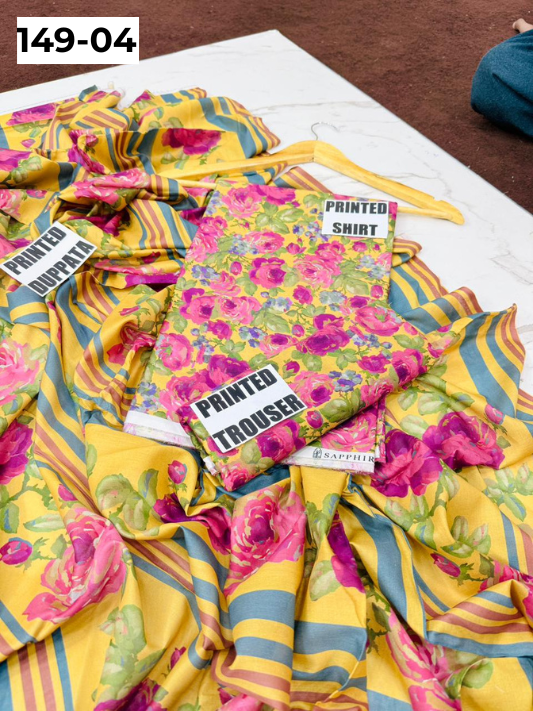 VOL 149 | DS 04 | DIGITAL PRINTED LAWN 3PC VOIL LAWN DUPATTA