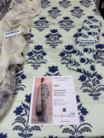 VOL 87 | DS 07 | DIGITAL PRINTED LAWN 3PC BEMBER DUPATTA