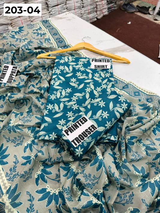 VOL 203 | DS 04 | DIGITAL PRINTED BANADORA LAWN 3PC VOIL LAWN DUPATTA