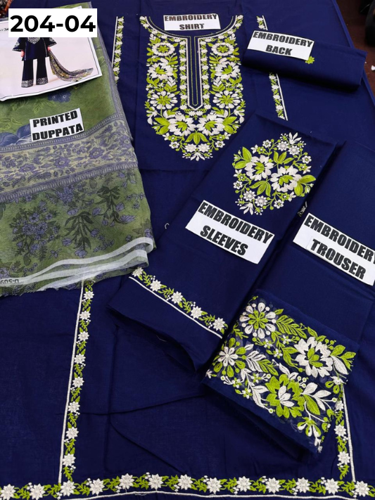 Vol 204 | DS 04 | LAWN EMBROIDERED THREE PIECE COLLECTION