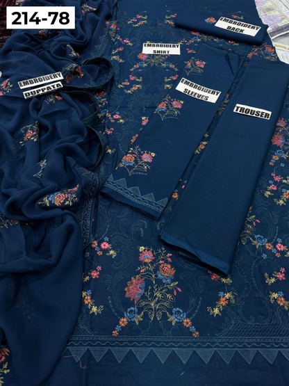 VOL 214 | DS 78 | LAWN LUXURY EMBROIDERED 3PC