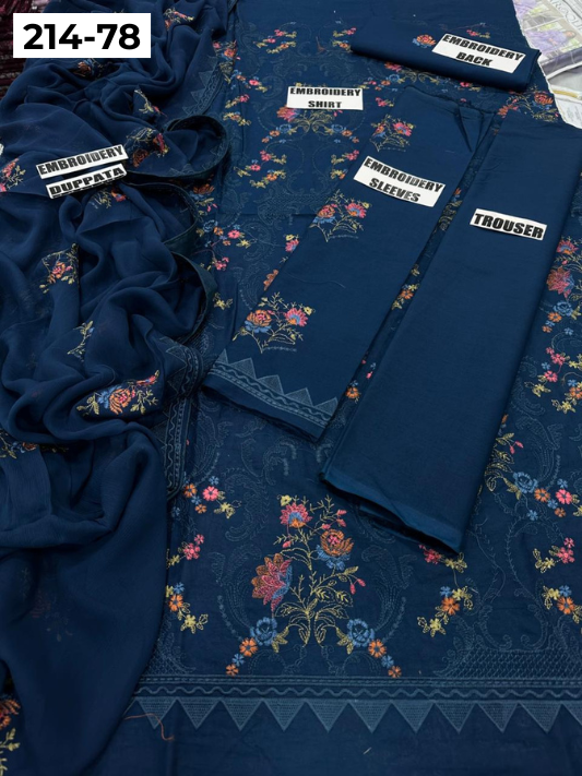 VOL 214 | DS 78 | LAWN LUXURY EMBROIDERED 3PC