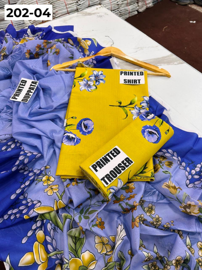 VOL 202 | DS 04 | DIGITAL PRINTED BANADORA LAWN 3PC VOIL LAWN DUPATTA