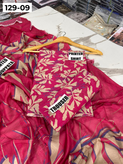 VOL 129 | DS 09 | DIGITAL PRINTED BANADORA LAWN 3PC VOIL LAWN DUPATTA