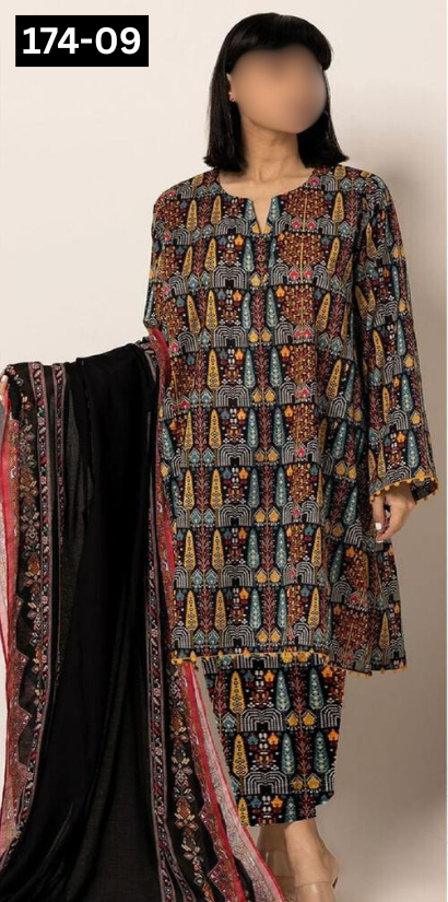 VOL 174 | DS 09 | DIGITAL PRINTED BANA DORA DHANAK 3PC DHANAK BANA DORA DUPATTA