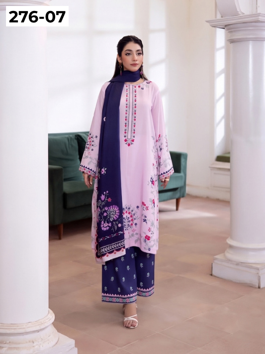 VOL 276 | DS 07 | MAIRA BY SHANAYA | DIGITAL PRINTED 3PC STONE COTTON SHIRT, PRINTED TROUSER, PRINTED STONE COTTON DUPATTA