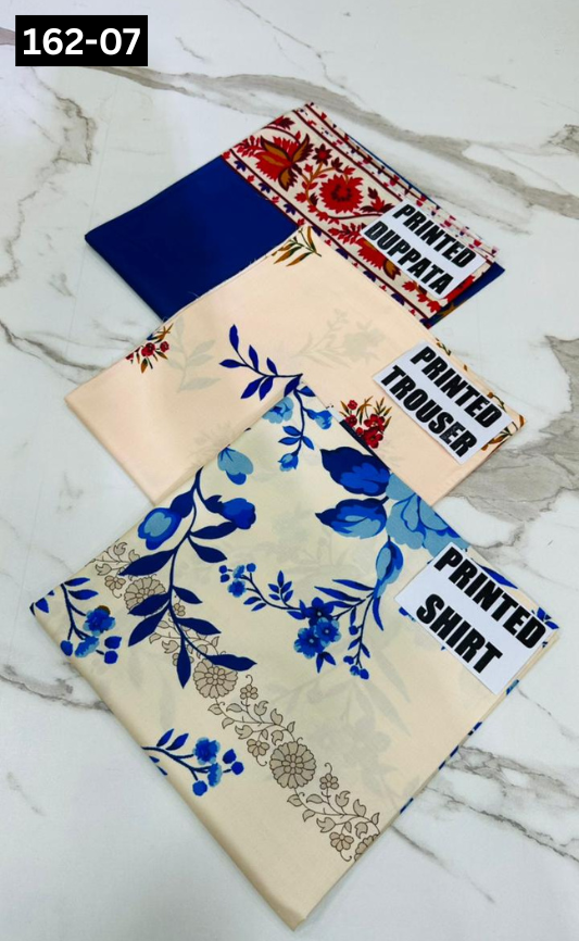 VOL 162 | DS 07 | DIGITAL PRINTED LINEN 3PC LINEN DUPATTA