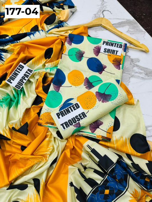 VOL 177 | DS 04 | DIGITAL PRINTED LINEN 3PC LINEN DUPATTA