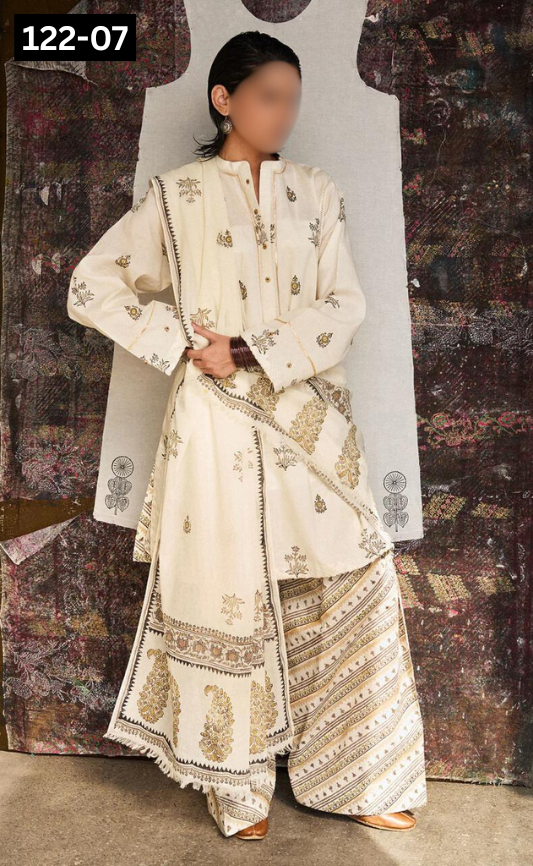 VOL 122 | DS 07 | DIGITAL PRINTED LAWN 3PC BAMBER CHIFFON DUPATTA