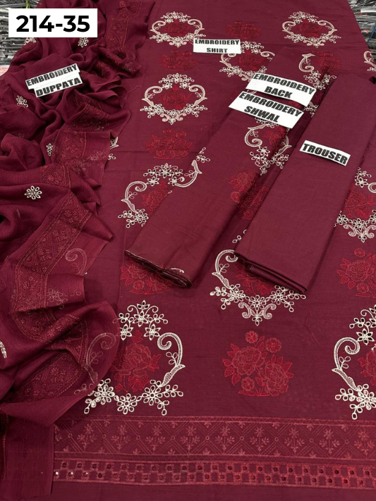 VOL 214 | DS 35 | LAWN LUXURY EMBROIDERED 3PC