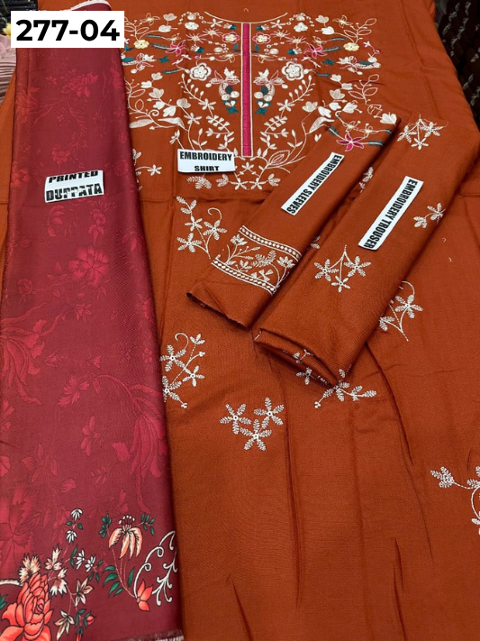 VOL 277 | DS 04 | DHANAK EMBROIDERED WOOL SHAWL 3PC