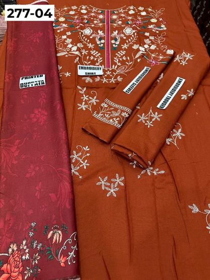 VOL 277 | DS 04 | DHANAK EMBROIDERED WOOL SHAWL 3PC