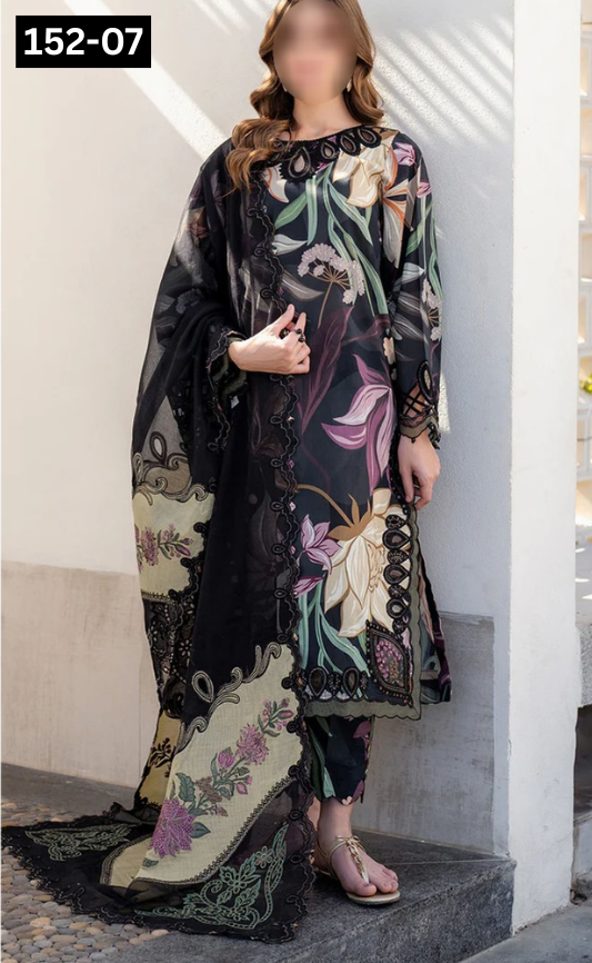 VOL 152 | DS 07 | DIGITAL PRINTED LINEN 3PC LINEN DUPATTA