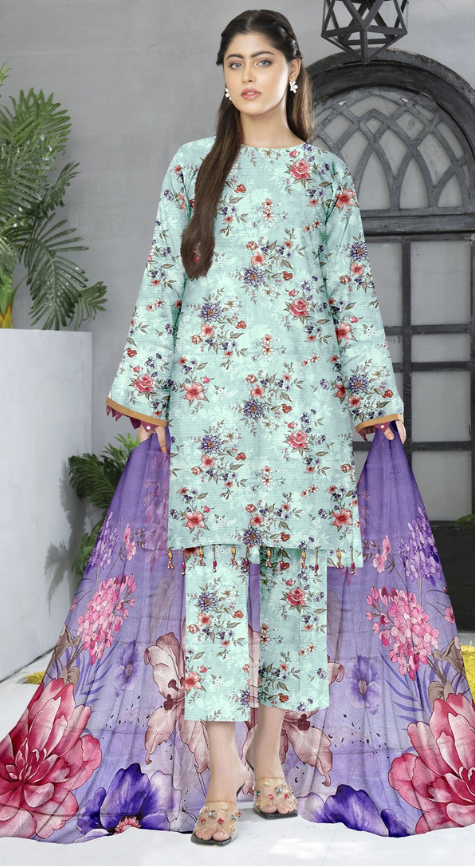 VOL 141 | DS 07 | DIGITAL PRINTED BANADORA LAWN 3PC VOIL LAWN DUPATTA