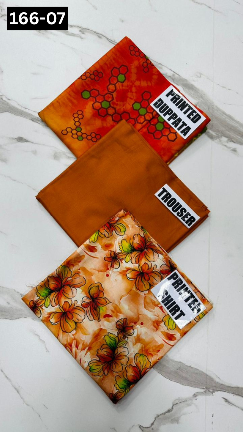 VOL 166 | DS 07 | DIGITAL PRINTED LINEN 3PC LINEN DUPATTA