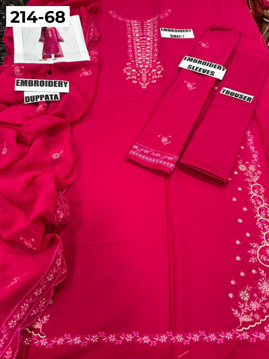 VOL 214 | DS 68 | LAWN LUXURY EMBROIDERED 3PC