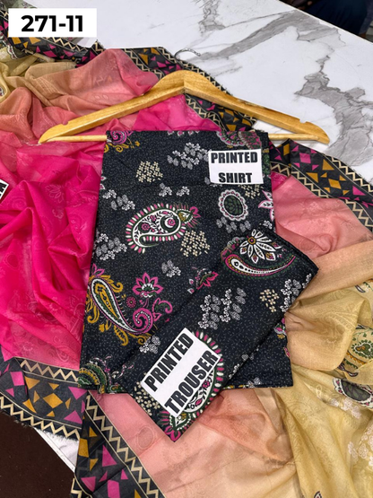 VOL 271 | DS 11 | Sana safinaz | DIGITAL PRINTED 3PC LAWN SHIRT, PRINTED TROUSER, PRINTED VOIL DUPATTA