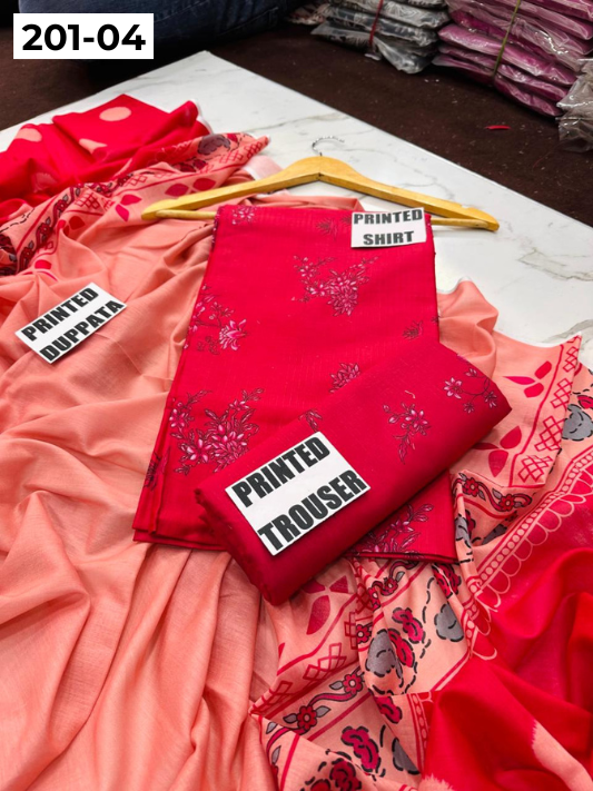 VOL 201 | DS 04 | DIGITAL PRINTED BANADORA LAWN 3PC VOIL LAWN DUPATTA